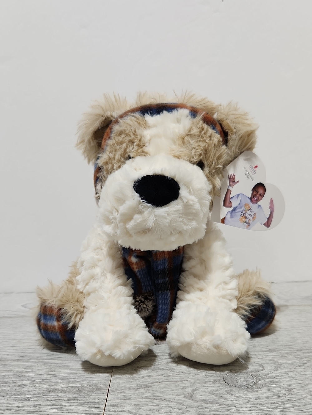 St. Judes Gentle Treasures Stuffed Plush Tan Bentley Puppy Dog Ear Muffs & Scarf